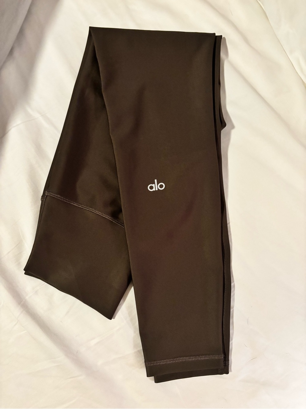 ALO Yoga Dark Brown Leggings with White Logo